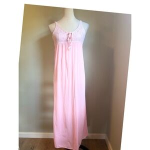 Vintage bubble gum pink night gown with lace details romantic cottage core retro